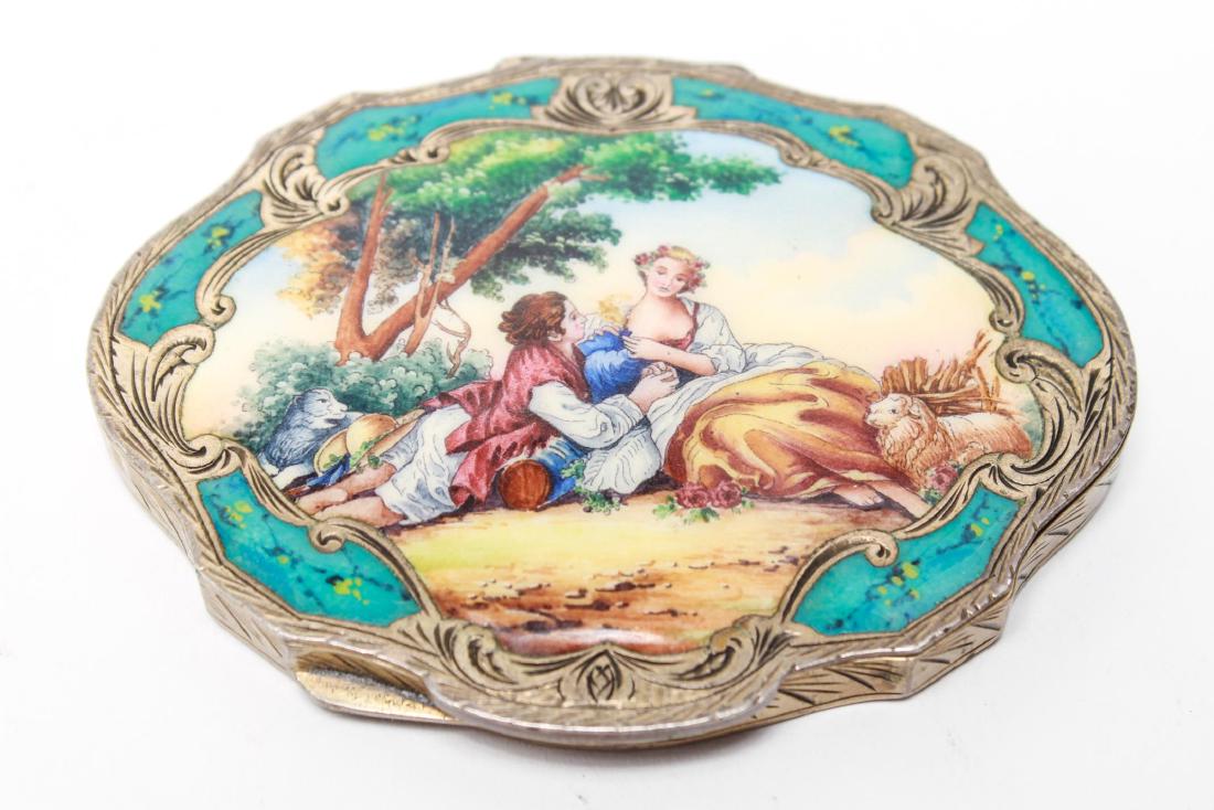Austrian Silver Gilt Vermeil Enamel Oval Compact (1 of 6)