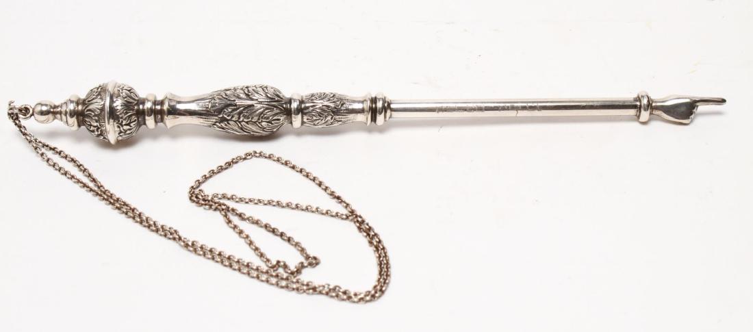 Judaica Sterling Silver Yad, Torah Pointer w Chain (1 of 7)