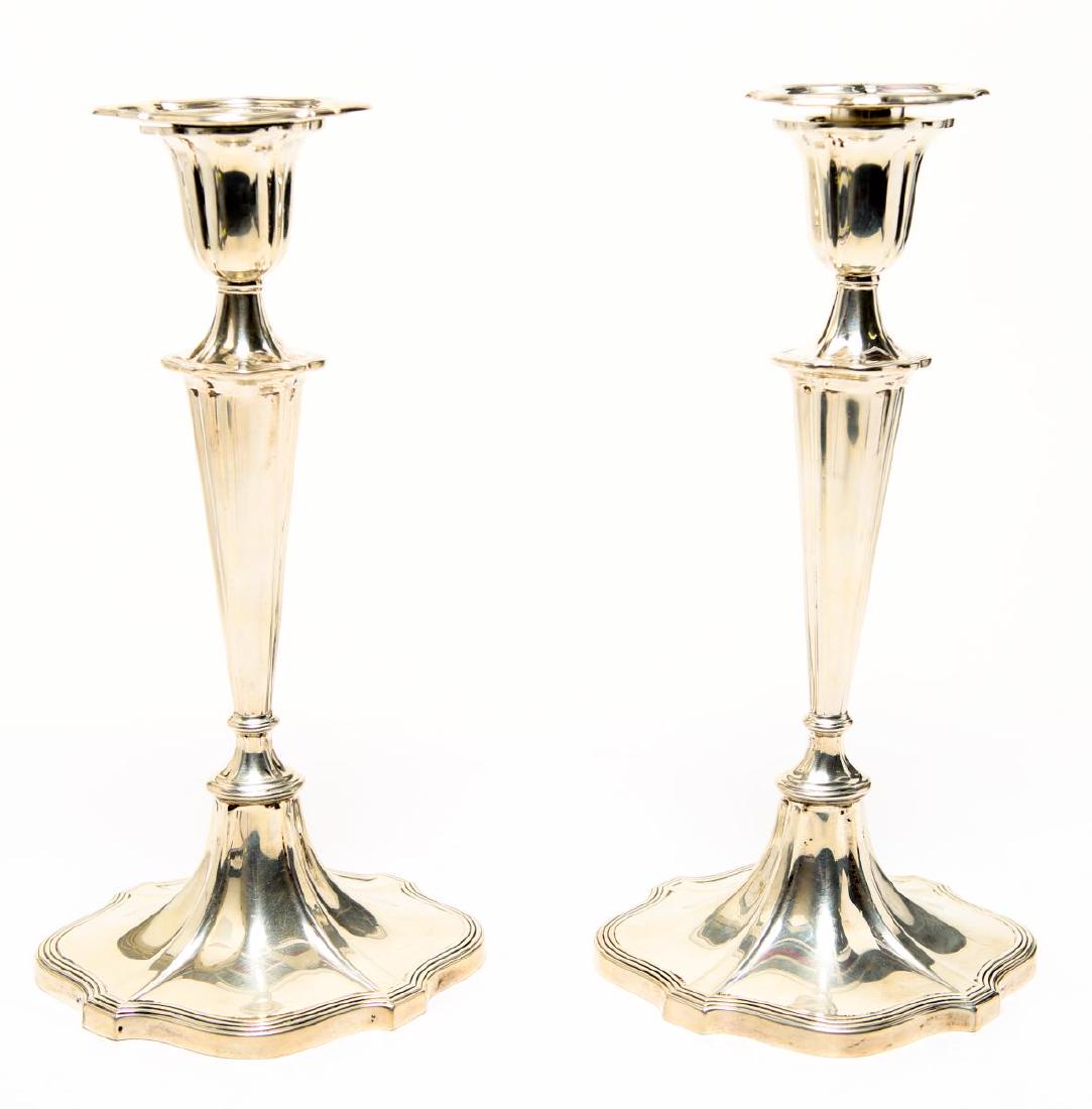Georgian Silver Candlesticks, Pair, Adam-Manner (1 of 9)
