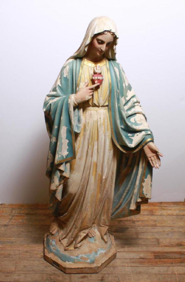 Immaculate Heart of Mary Statue, Catholic, 1920s (1 of 8)