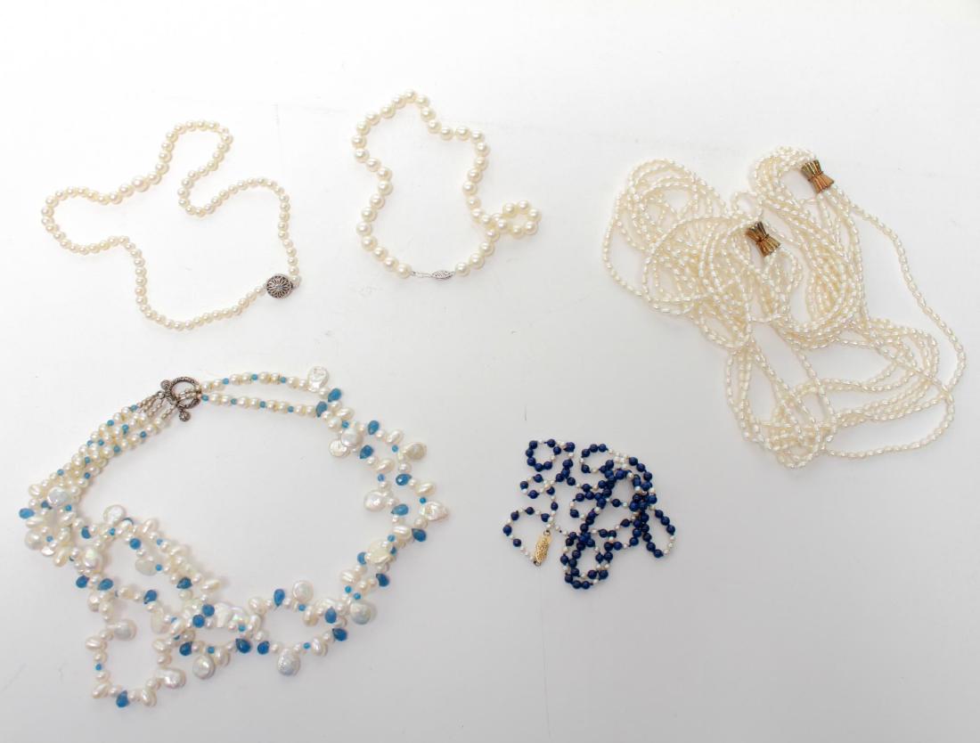 Ladies' & Child's Pearl Necklaces, Group of 5 (1 of 6)