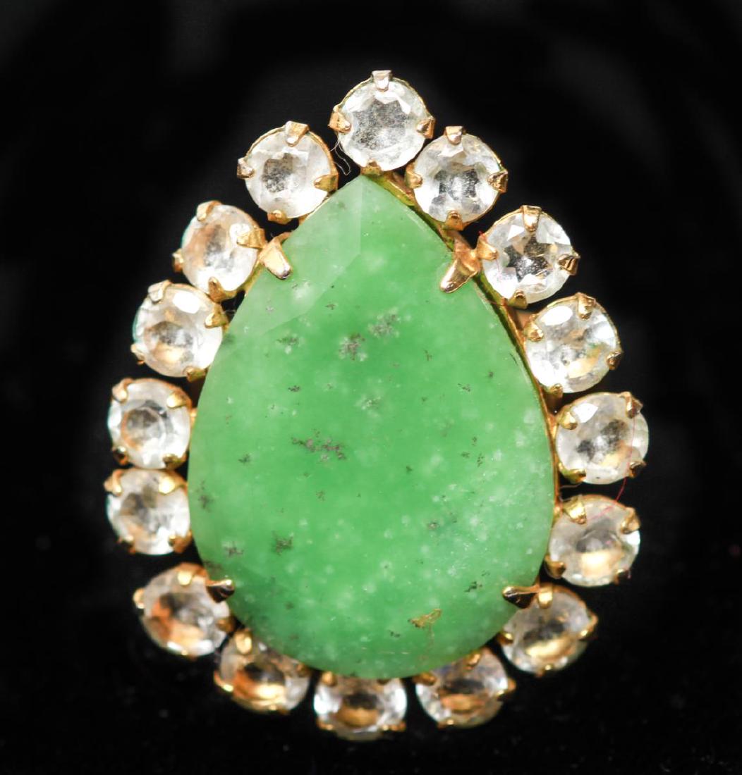 Gold-Tone Chrysoprase & Spinels Lady's Ring (1 of 7)