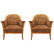 Biedermeier Arm Chairs w Marquetry Accents, Pair
