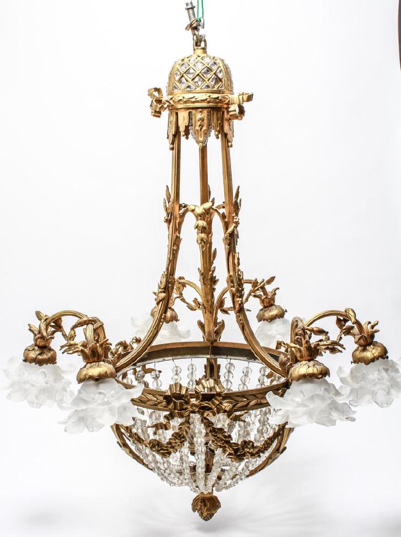 Neoclassical Bronze & Crystal 6-Light Chandelier (1 of 18)