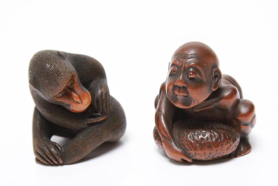 Japanese Carved Wood Netsukes, Antique, 2 (1 of 12)
