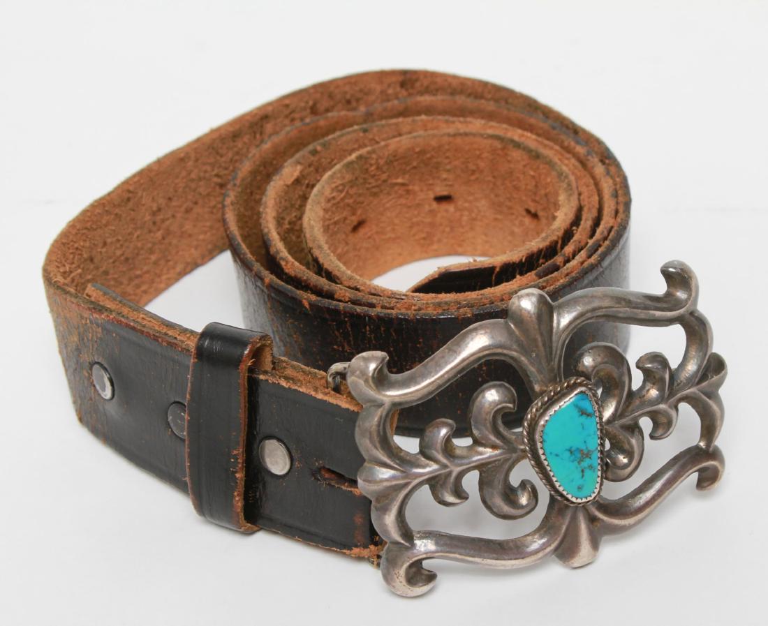 Navajo Native American Indian Belt & Silver Buckle (1 of 6)