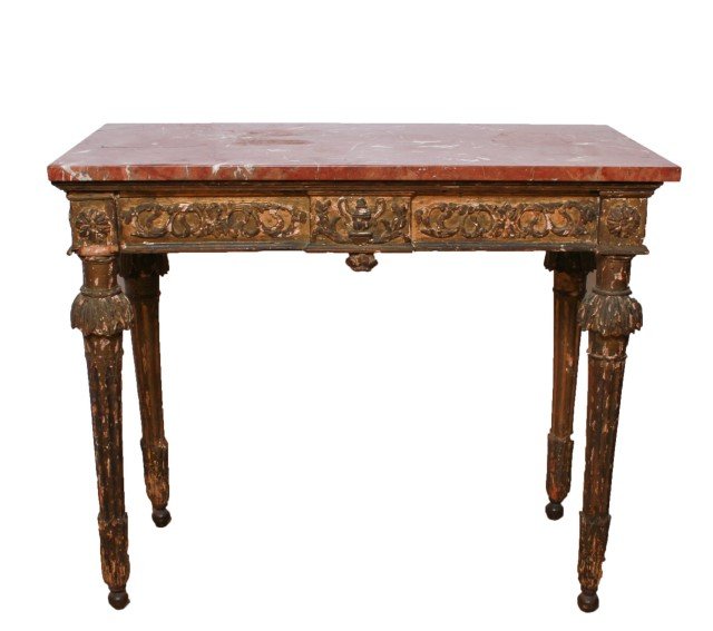 Italian Gilt & Painted Wood Console Table, 18th C (1 of 17)
