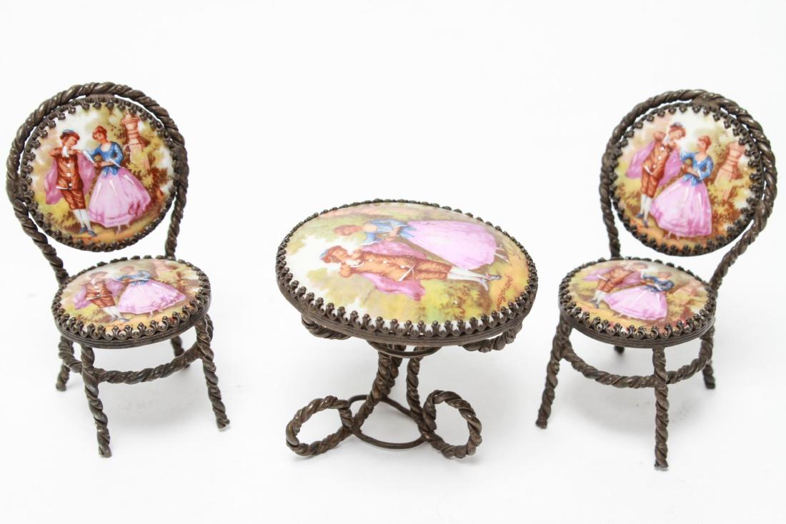 5pc Vintage Antique Table Set Chairs Miniatures Furniture Dollhouse Doll Lot