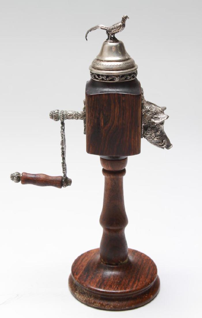 Silver & Wood Spice Mill w Boar's Head & Pheasant (1 of 8)