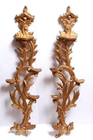 Italian Rococo-Manner Giltwood Candle Holders-Pair (1 of 9)