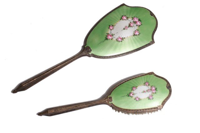 Saart Brothers Silver & Enamel Mirror & Brush Set (1 of 7)