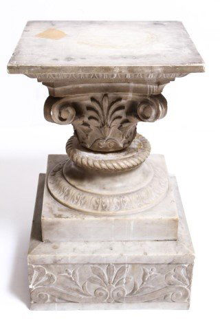 Antique Marble Pedestal w Carved Anthemions (1 of 9)