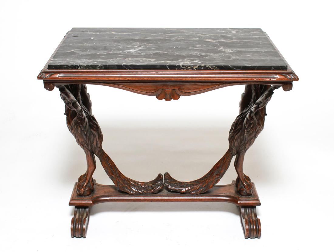Neoclassical Marble & Wood Side Table, Antique (1 of 9)
