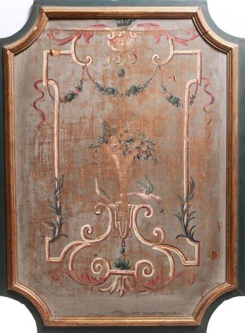 Neoclassical Painted Canvas Panel, Mounted Antique (1 of 4)