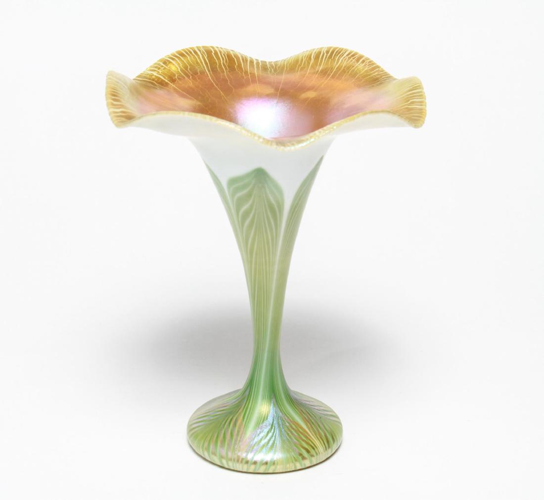 Quezal Iridescent "Pulled Feather" Art Glass Vase