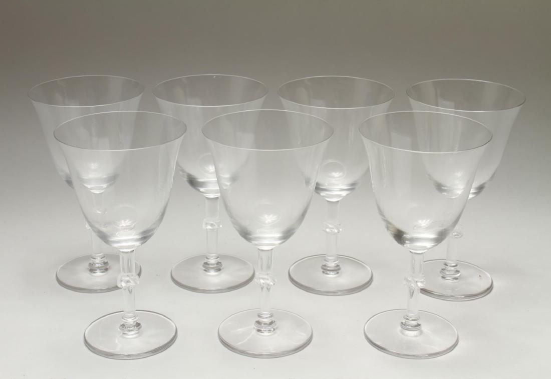 Lalique Beaugency Red Wine Glasses, Set of 7: Seven Lalique Paris red wine glasses in the "Beaugency" pattern, marked, "Lalique France." 6.5" H