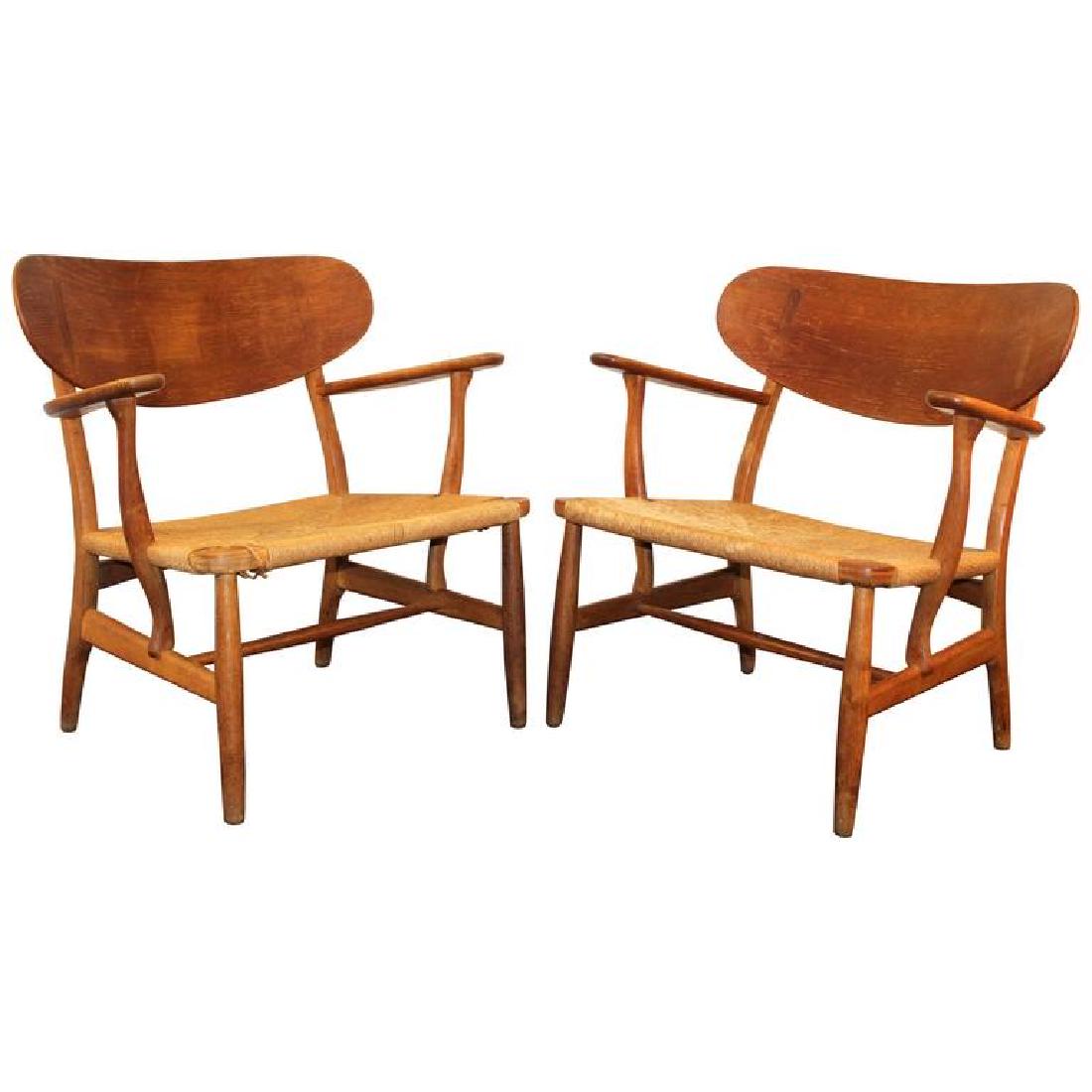 Hans Wegner Shell Back Paddle Arm Chairs, 2 (1 of 8)