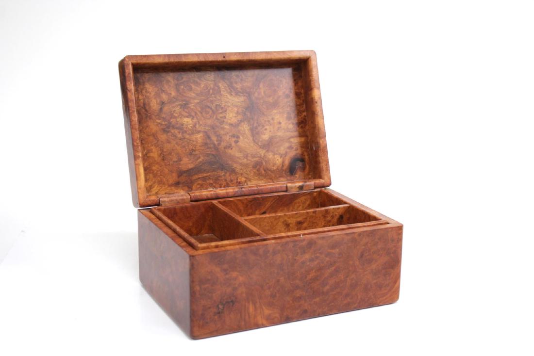 Walnut Burlwood Jewelry Box, Vintage (1 of 7)