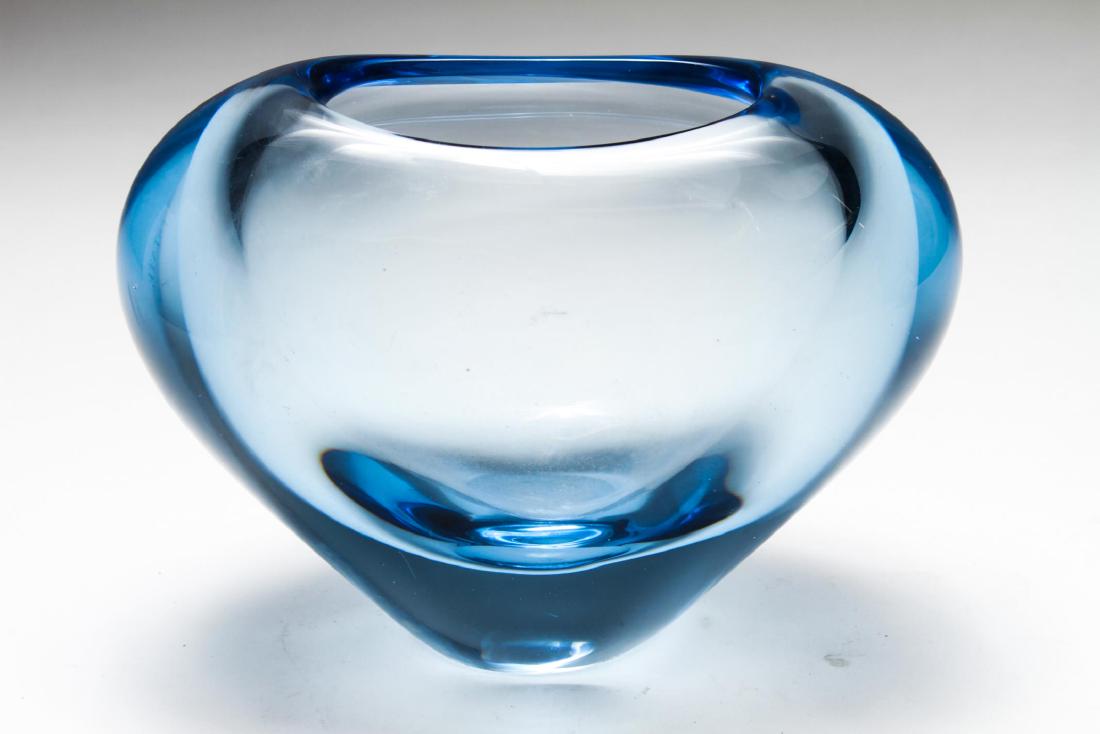 Mid-Century Per Lutken Blue Glass Vase 1960s (1 of 4)