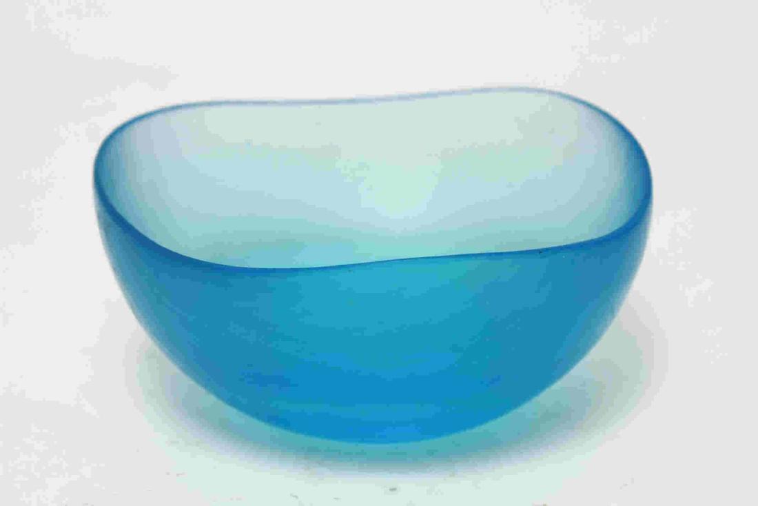 Venini Murano Mid-Century Blue Satin Glass Bowl (1 of 5)