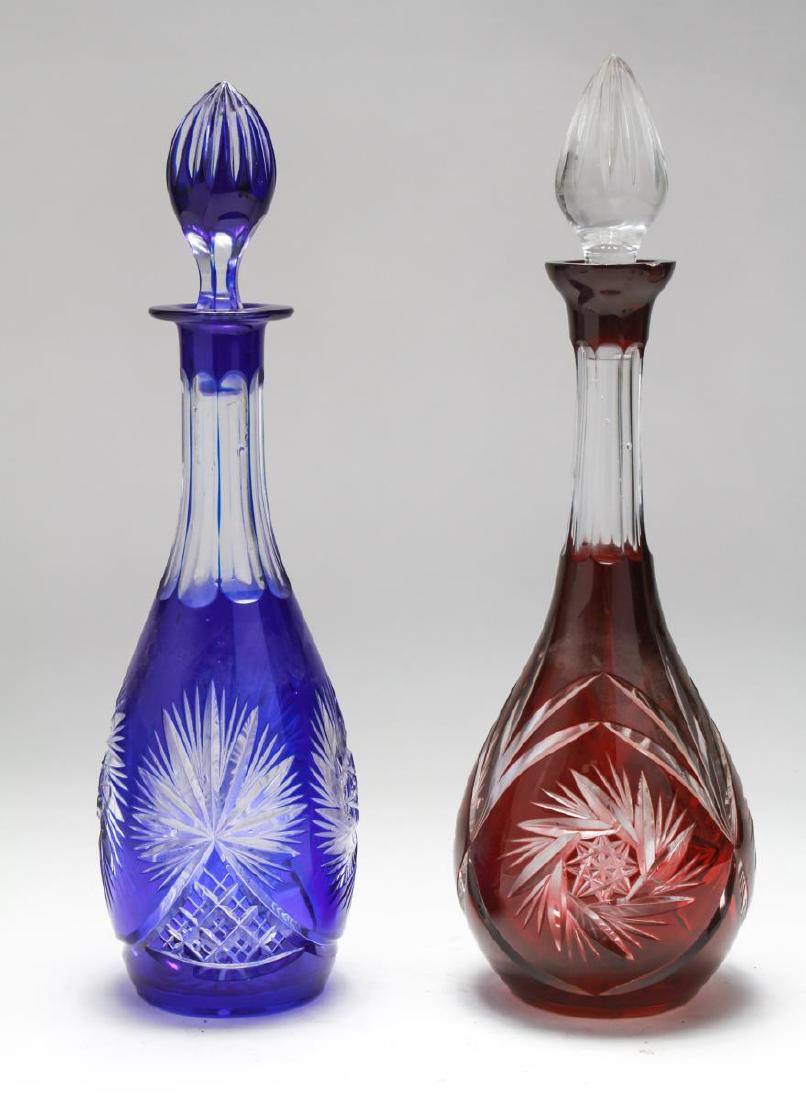 Bohemian Czech Cut Glass Decanters, Group of 2 (1 of 10)