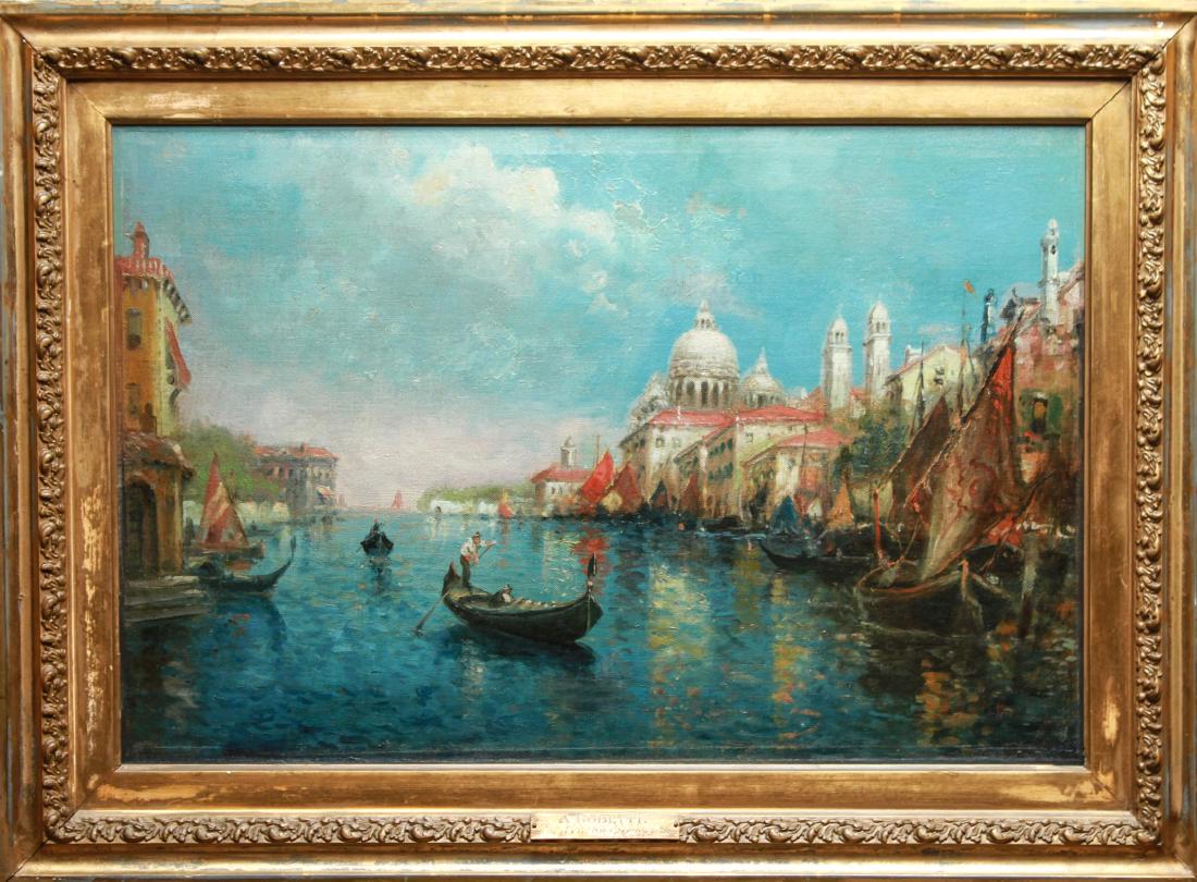 A. Rodetti Venetian Canal Scene Oil on Canvas (1 of 8)