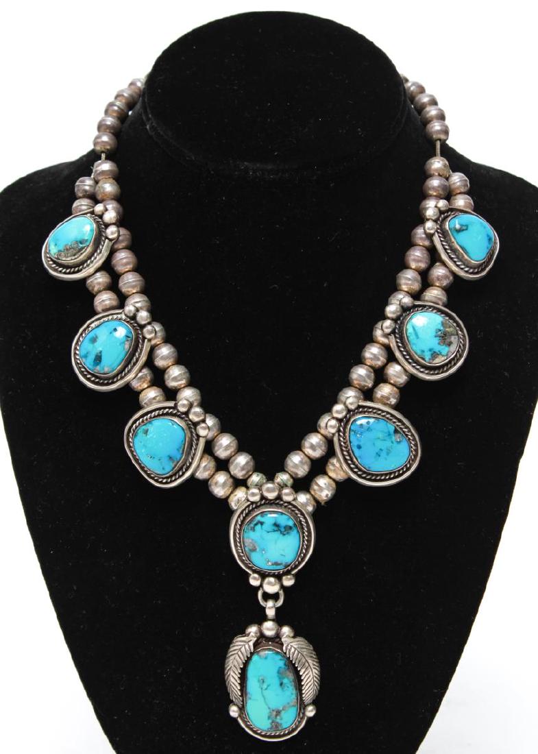 Navajo Turquoise & Silver Child's Squash Blossom (1 of 3)