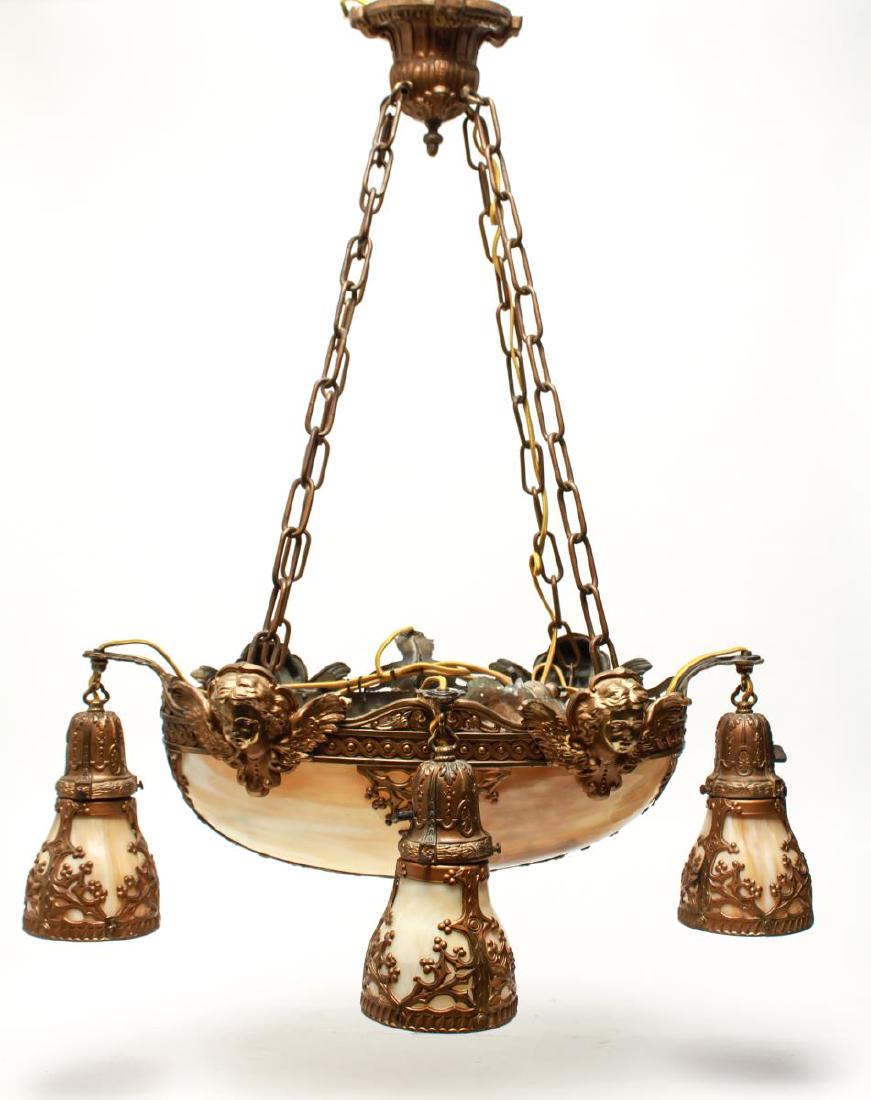 Slag Glass Chandelier w Angels and Gothic Elements (1 of 9)