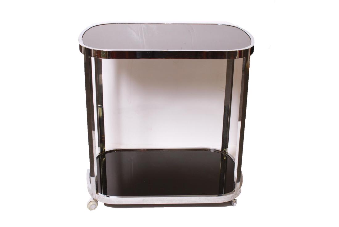 Art Deco Chrome and Black Glass Bar Cart (1 of 5)