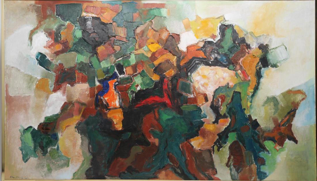 Abstract Expressionist Illegibly Signed, Oil (1 of 4)