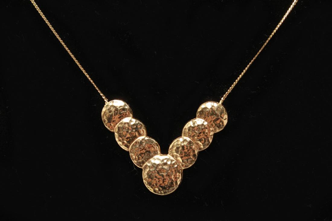 14K Gold V-Form Chevron Discs Pendant Necklace (1 of 4)