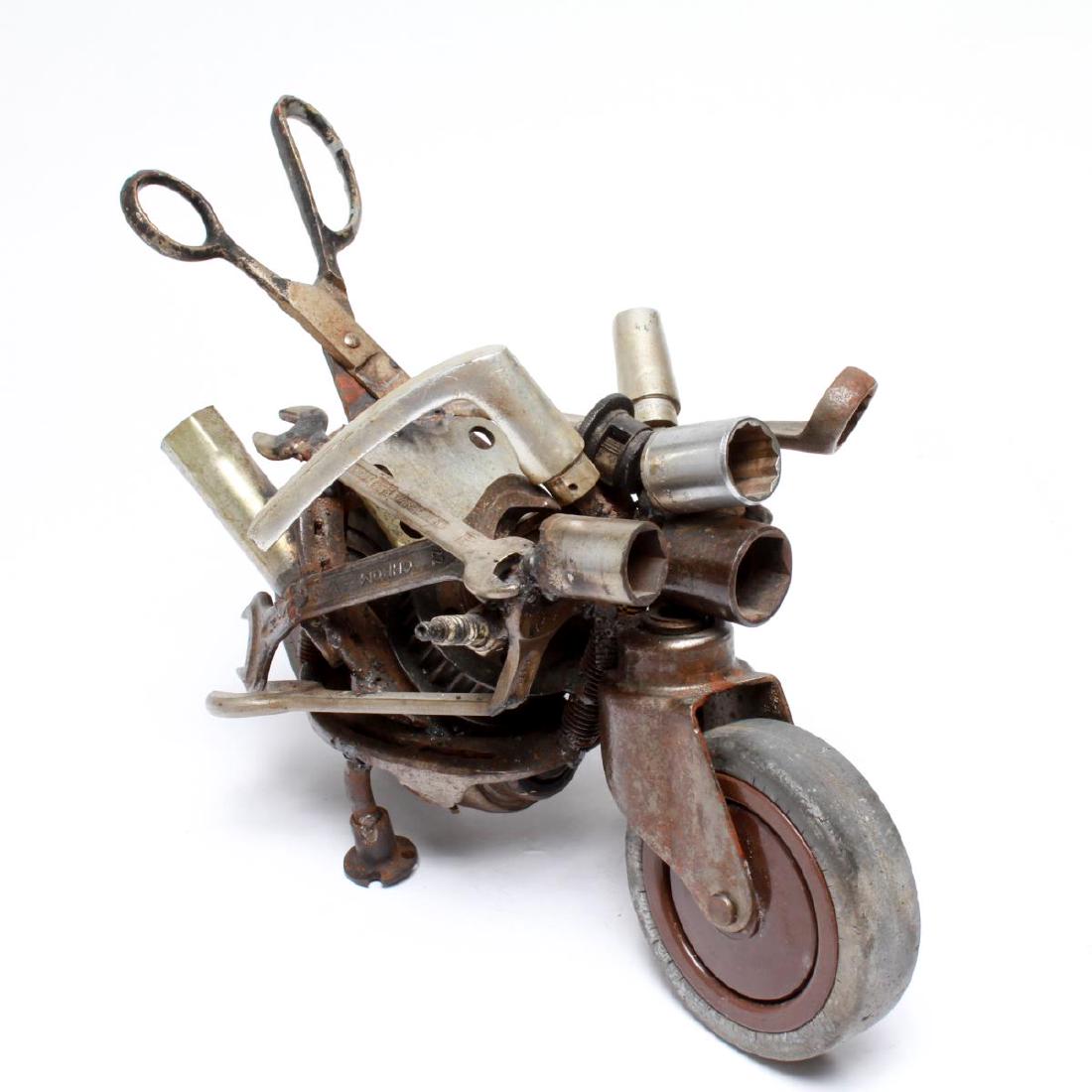 Motorcycle Sculpture of Assembled Automotive Parts (1 of 11)