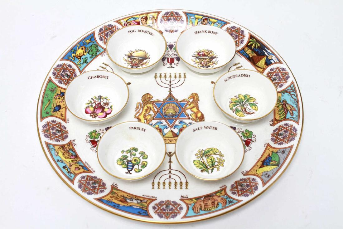 Coalport Porcelain Seder Passover Plate Six Bowls