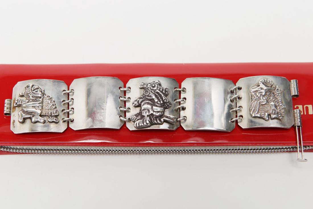 Vintage Mexican Silver Bracelet, with Aztec Motifs (1 of 3)