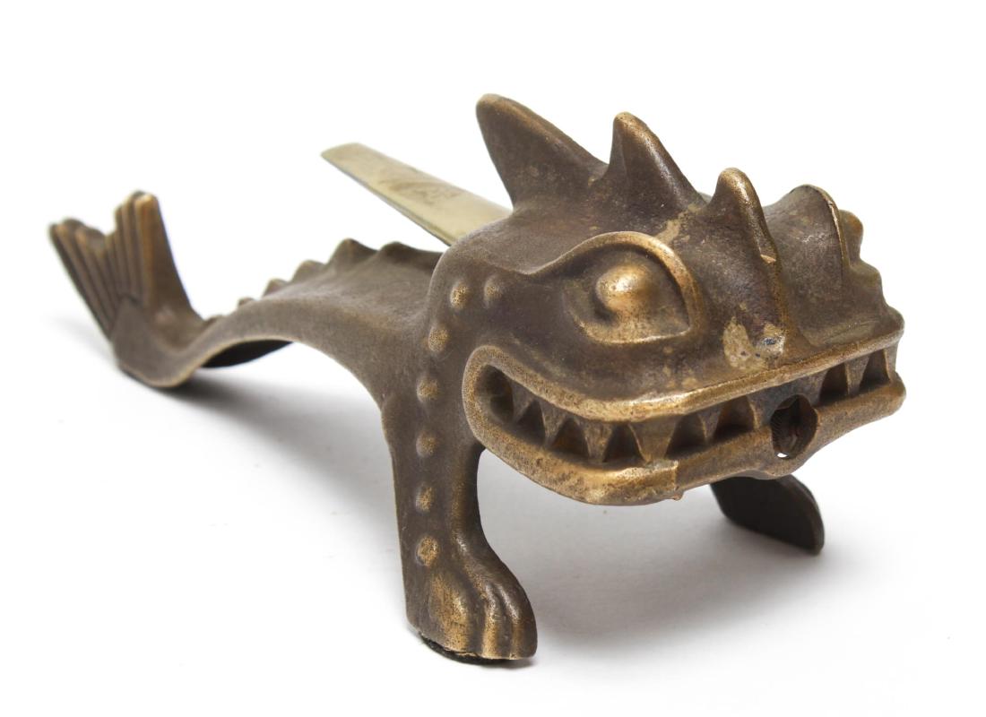 German Bronze Dragon Monster Table Lighter, Vtg (1 of 8)