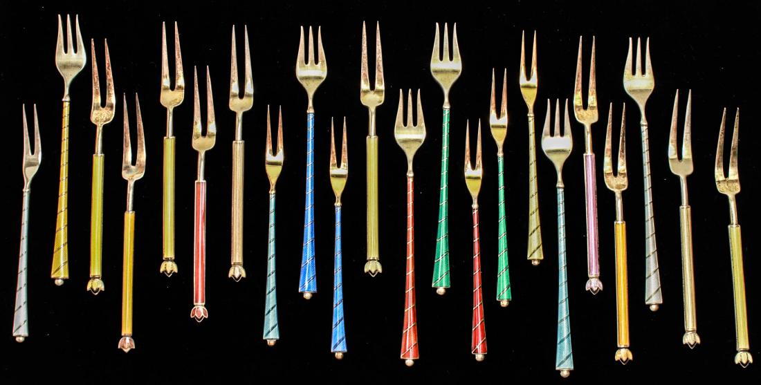 Anderson & Danish Sterling Enamel Cocktail Forks (1 of 10)
