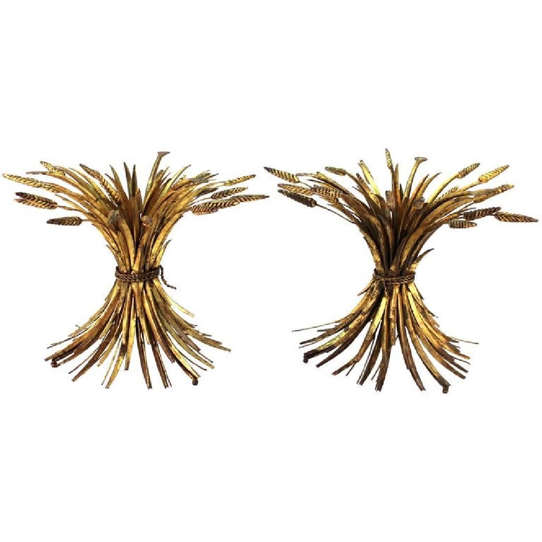 Hollywood Regency Gilt Metal Wheat Cocktail Tables (1 of 10)