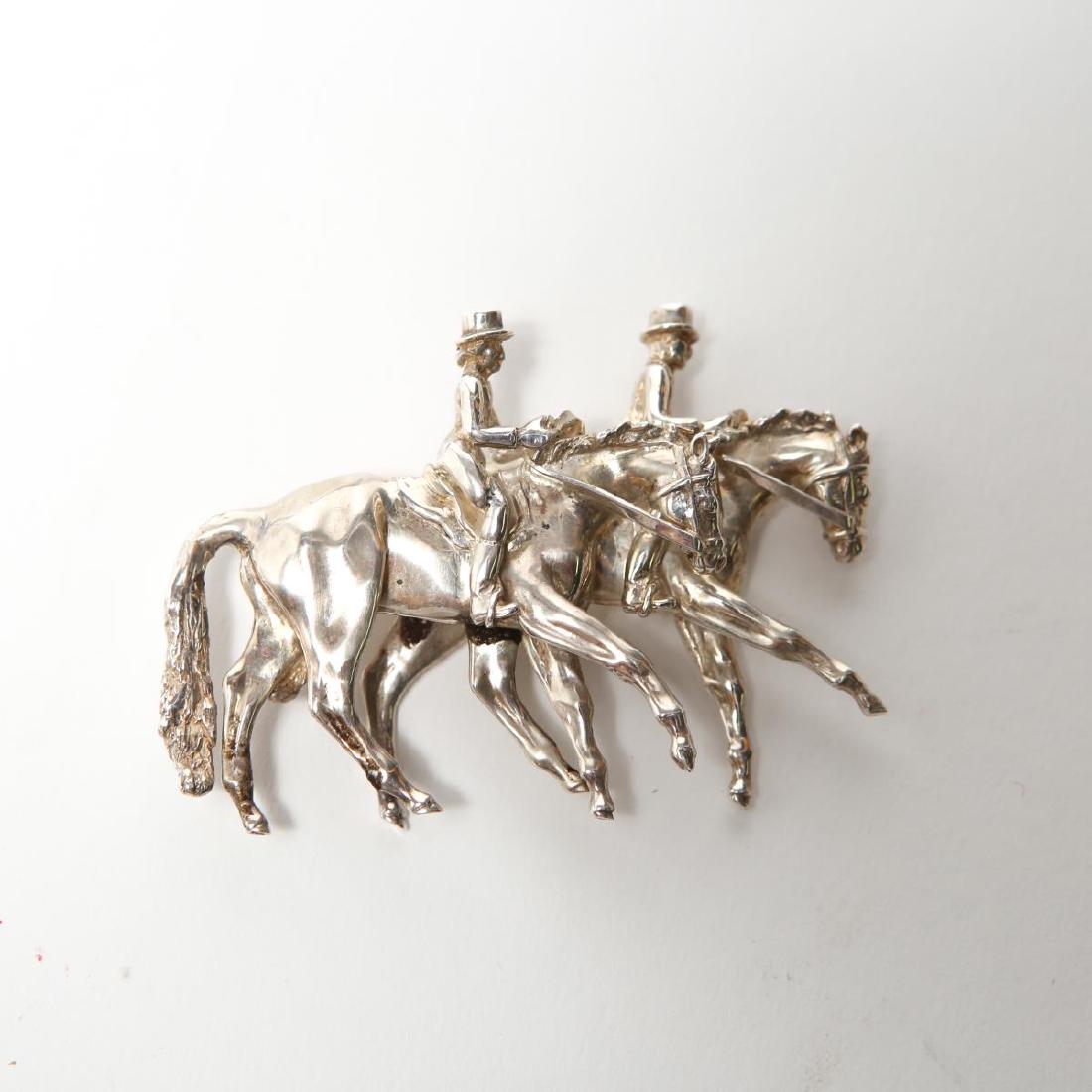 Betty W. Ruetenik Silver Equestrian Horses Brooch (1 of 2)