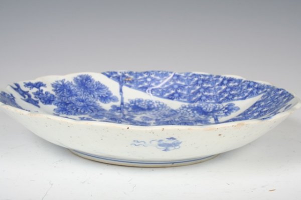 18-19th C Japanese Blue & White Ceramic Platter - 2