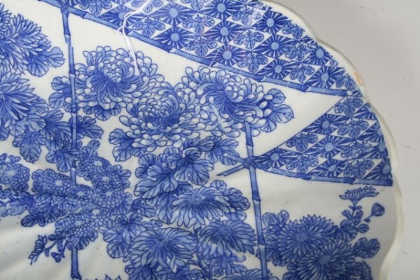 18-19th C Japanese Blue & White Ceramic Platter - 3