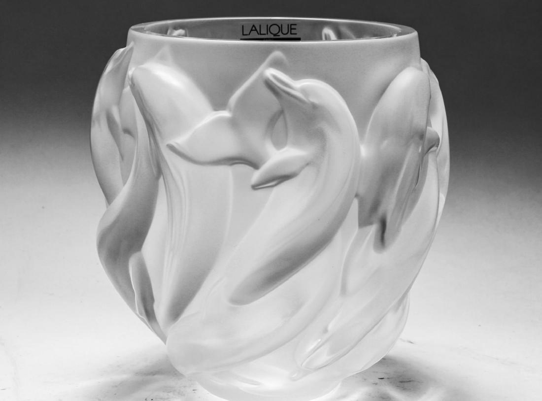 Lalique France Crystal Dolphin Vase Oceania (1 of 10)