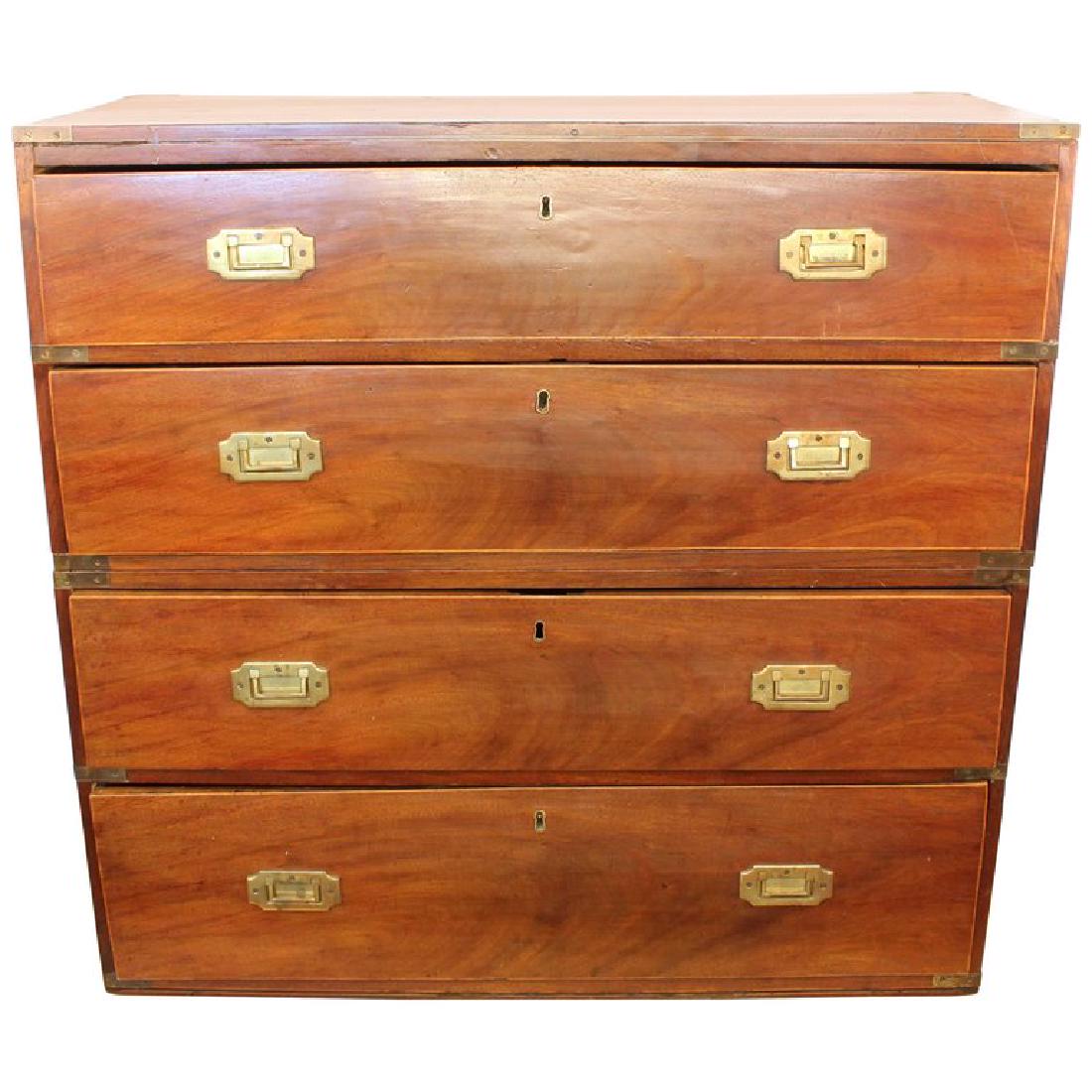 English Mahogany Campaign Chest, Antique 19th C. (1 of 10)