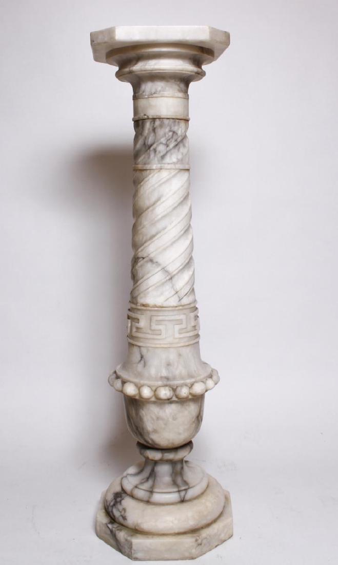 Continental Carved Marble Column Pedestal, Antique (1 of 7)