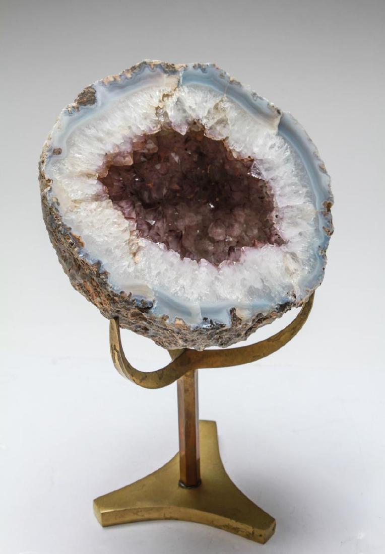 Geode Amethyst Quartz Crystal on a Brass Stand (1 of 6)