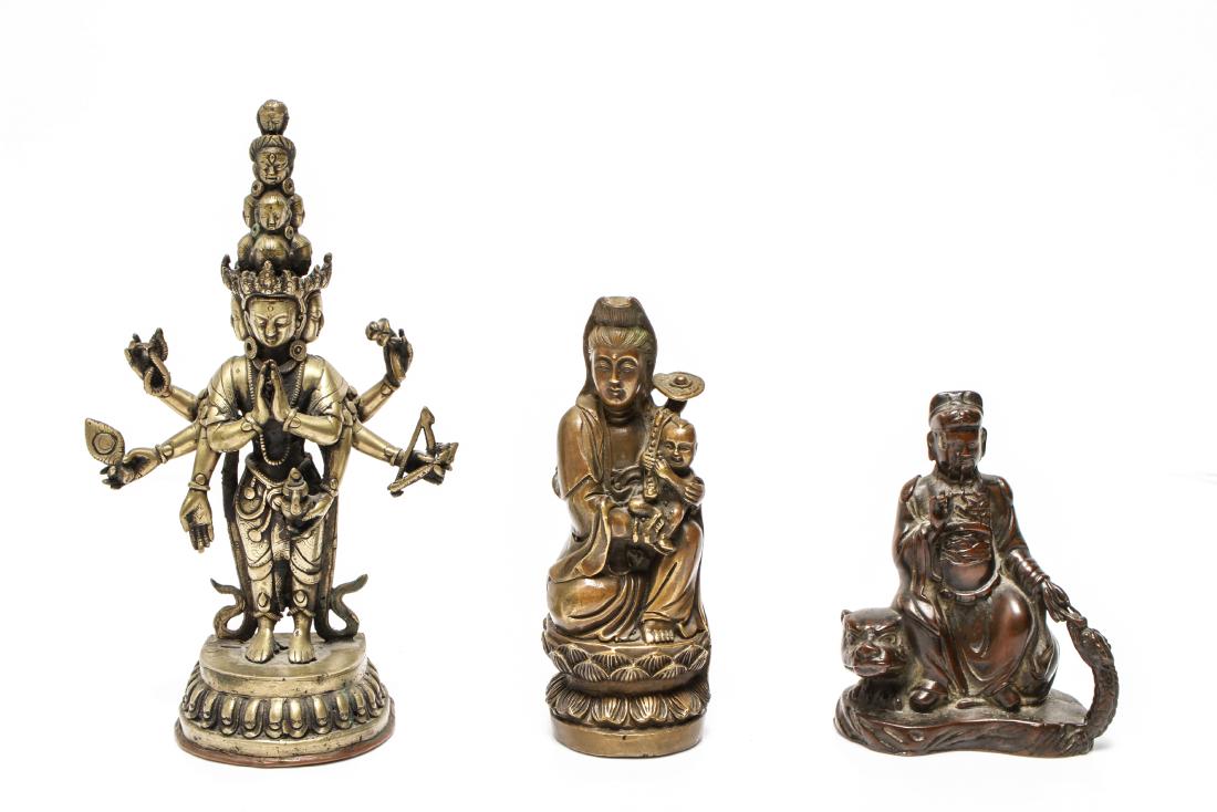 Chinese & Tibetan Bronze & Other Statues, Grp of 3 (1 of 18)