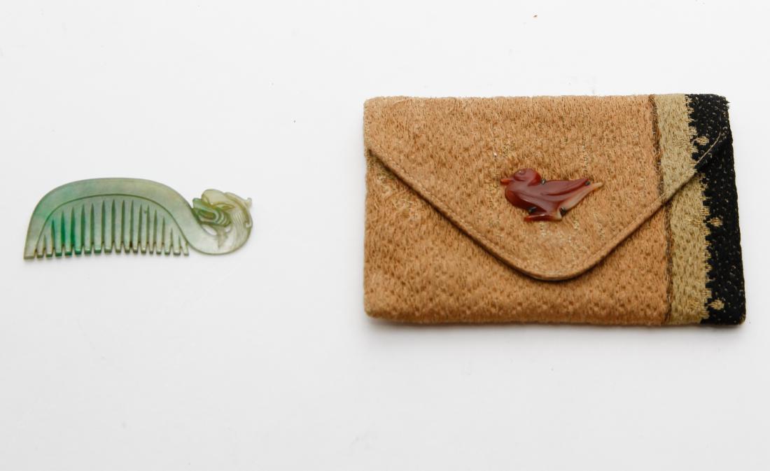 Chinese Jade Dragon Comb & Carnelian Agate Duck (1 of 7)