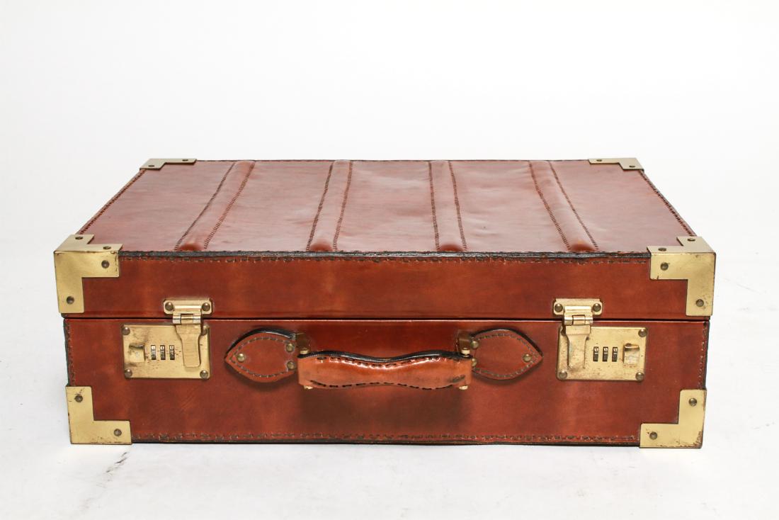 Italian Leather Suitcase w Brass Fittings (1 of 14)