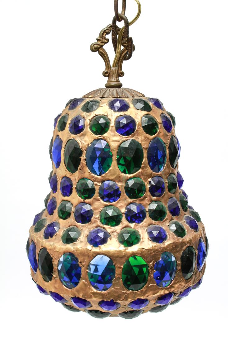 Colored Glass & Gilt Metal Hall Lantern (1 of 8)