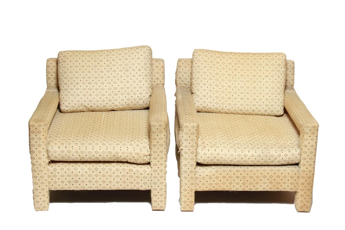 Milo Baughman Modern Upholstered Arm Chairs, Pair (1 of 8)