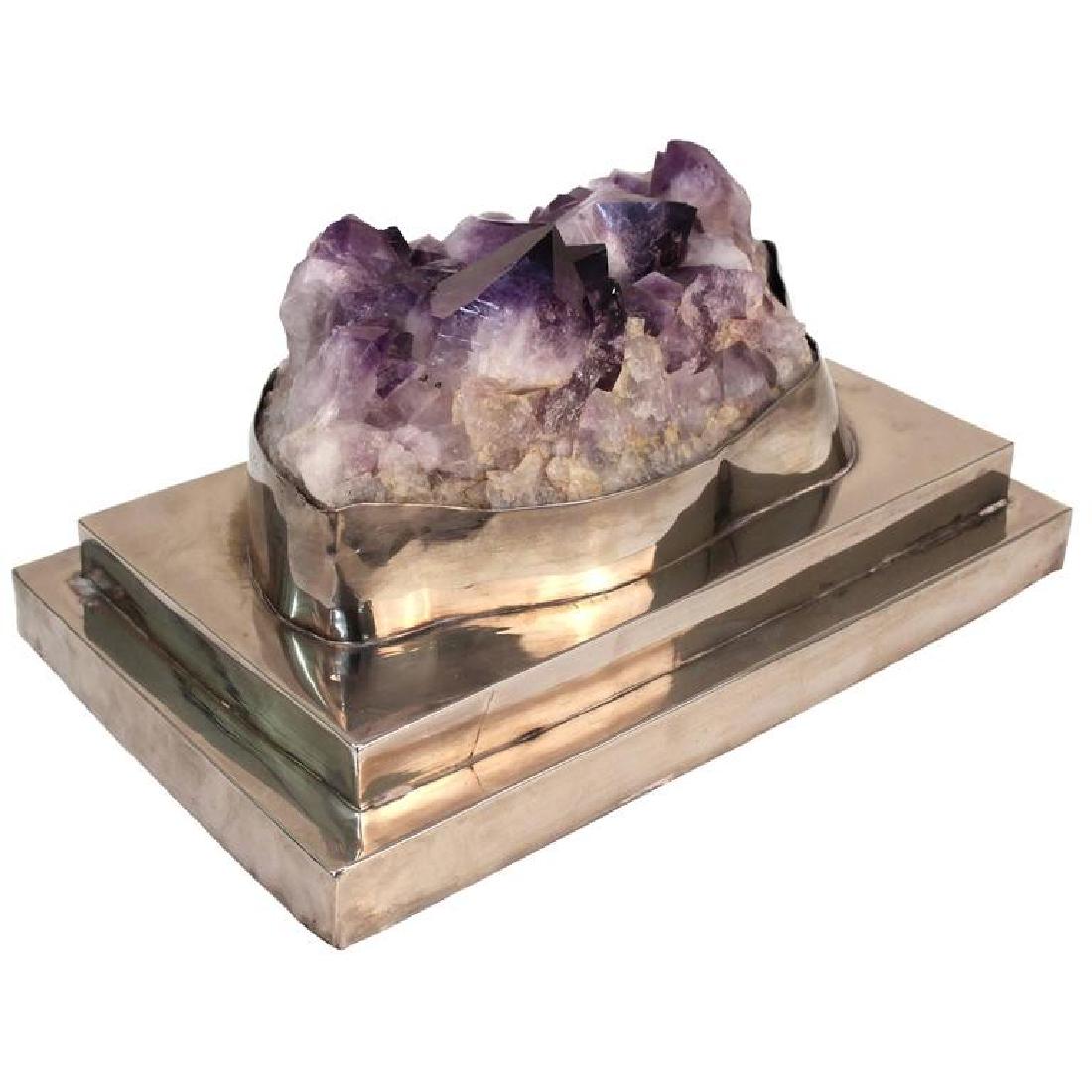 Geode Amethyst Quartz Crystal Cluster Silver Base (1 of 10)